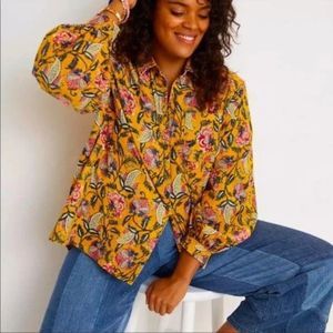 Anthropologie Pilcro Yellow Floral Button Down Shirt